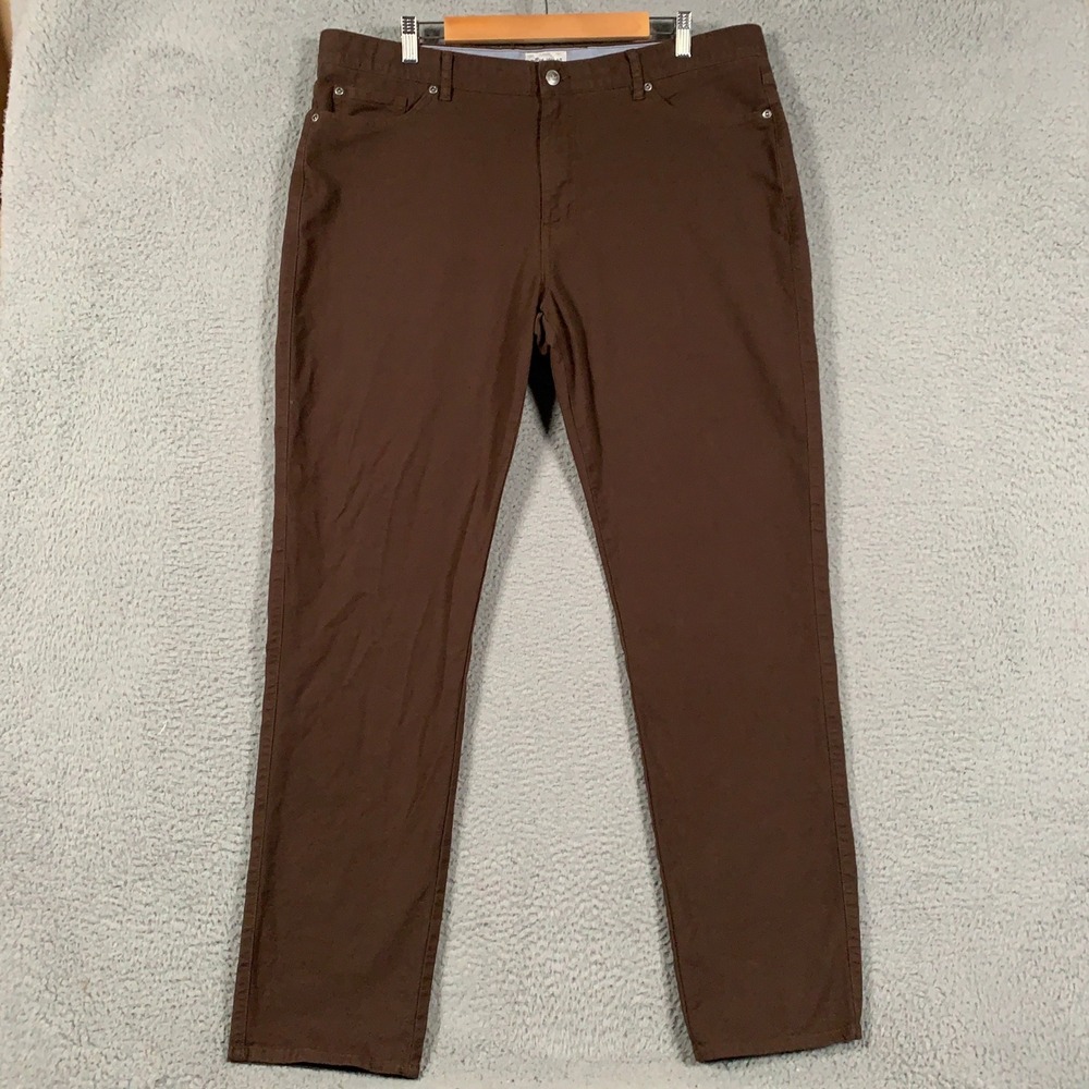 Peter Millar Crown Vintage Canvas Pants Mens 40 Brown Stretch Cotton Five-Pocket